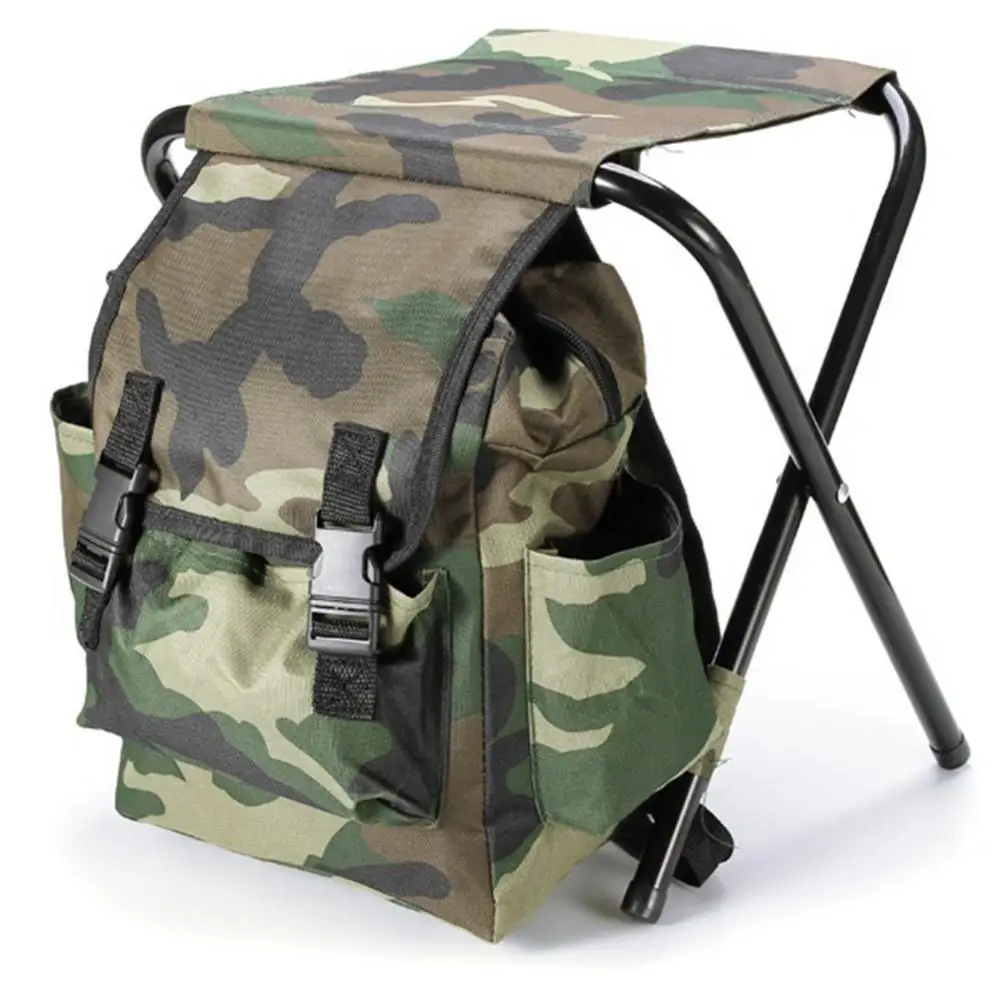 Folding Chair Portable Outdoor Camouflage Backpack Large Capacity Waterproof Practical Camping Fishing Accessories 접이식 의자 배낭