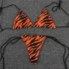 Sexy Tiger Triangle String Bikini Lace Up Micro Sling Swimsuit Extreme Thongs Vacation Swimwears Women Bathing Suit Beach Outfit