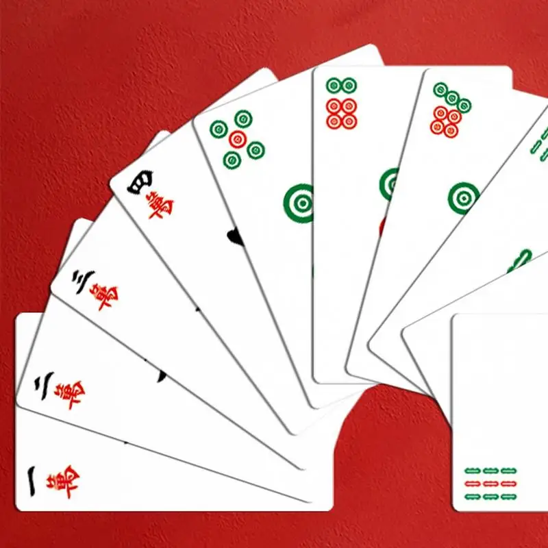 Mahjong Travel Set 146pcs/set Mahjong Playing Cards Thicken Large Print Handheld Poker Waterproof Chinese Mah Jongg American 3