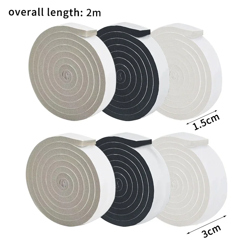 Weatherproof Self-Adhesive Soundproofing Foam Tape for Doors and Windows (2M Roll)