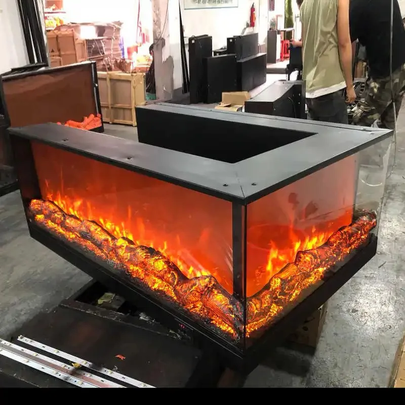 เตาผิงไฟฟ้าดีไซน์ทันสมัย เตาเหล็กหล่อแบบเผาไม้ 3 มิติ สำหรับใช้ภายในและภายนอกอาคาร วัสดุเหล็ก ลดราคา 1