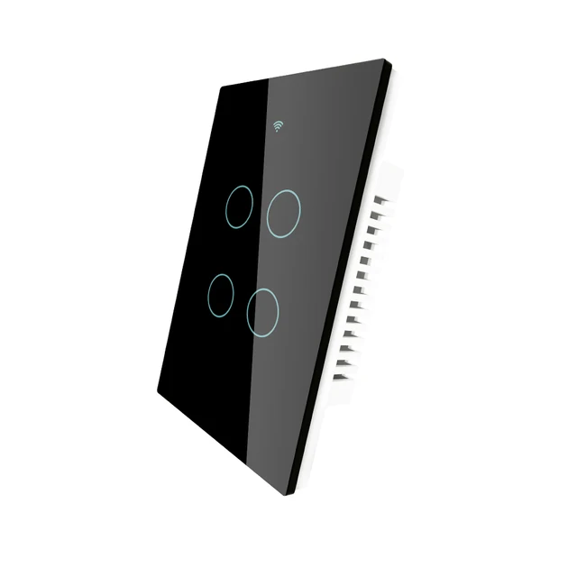 MOES Smart Glass Panel Switch Smart Life/Tuya App Multi-Control Association, Voice Control with Alexa,Google Home,1/2/3/4 Gang 4 Gang Black