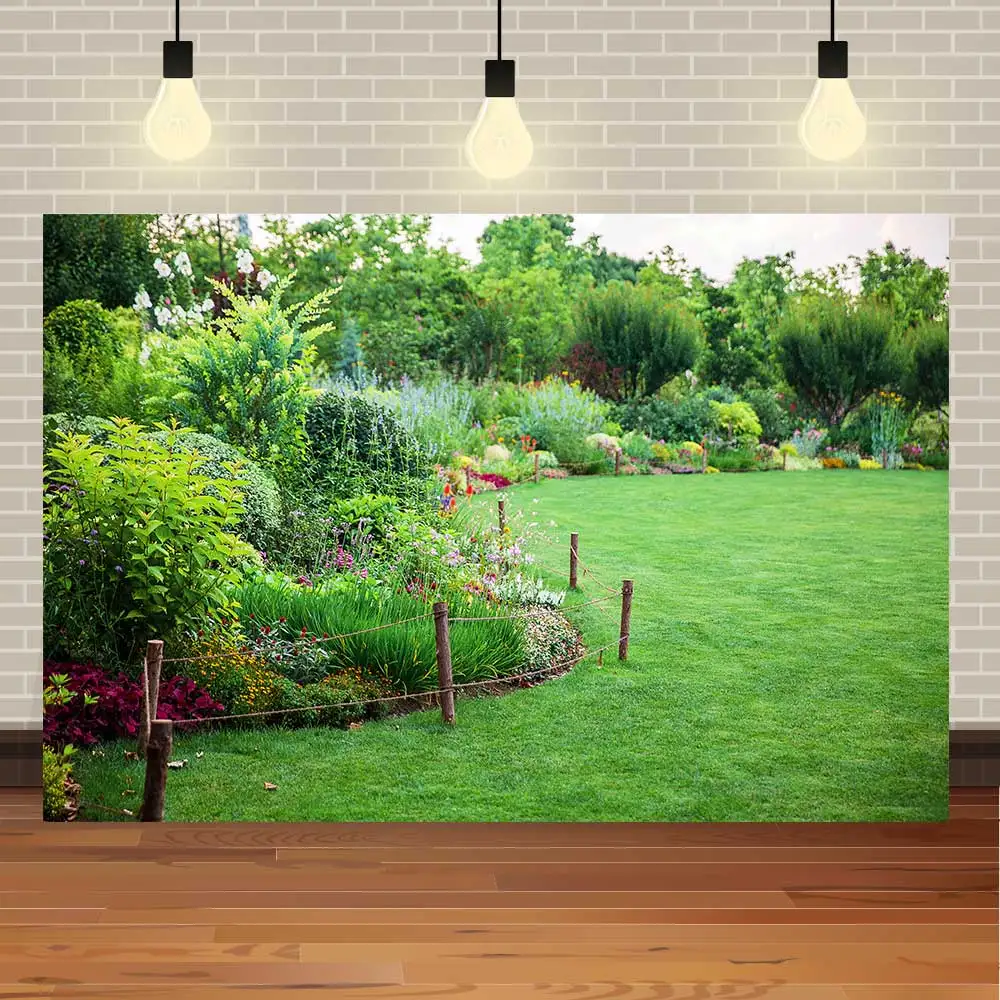 NeoBack Spring Pink Flowers Green Tree Baby Grass Portrait Outdoor Scenic Natural Banner Photo Backdrop Photography Background