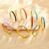 CARLIDANA Luxury Colorful Orange Enamel Bangles Bracelets for Women Party Gift Fashion Bangles Original Stainless Steel Jewelry 2