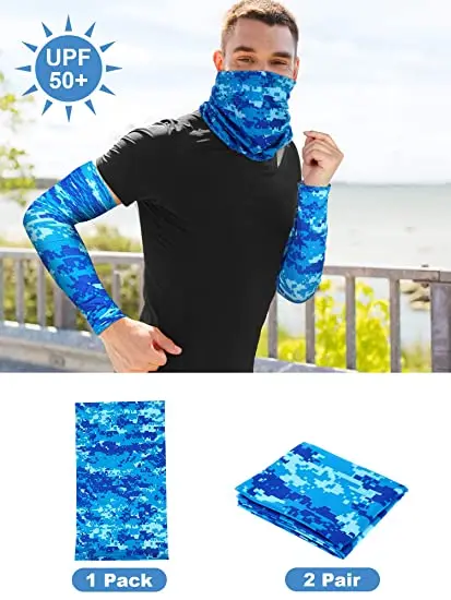 

Summer Arm Sleeves Face Mask Cooling Anti-UV Protection Neck Gaiter Ice Sleeves For Outdoor Sports Cycling Elbow Cover