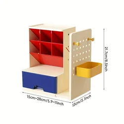 Multi - Compartment Desk Organizer with Retractable Bookend and Hanging Storage Board (1 pc)