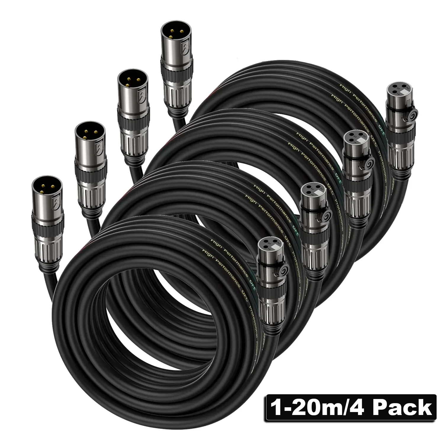 XLR-Cable-4-Pack-XLR-Microphone-Cables-3-pin-XLR-Male-To-Female ...