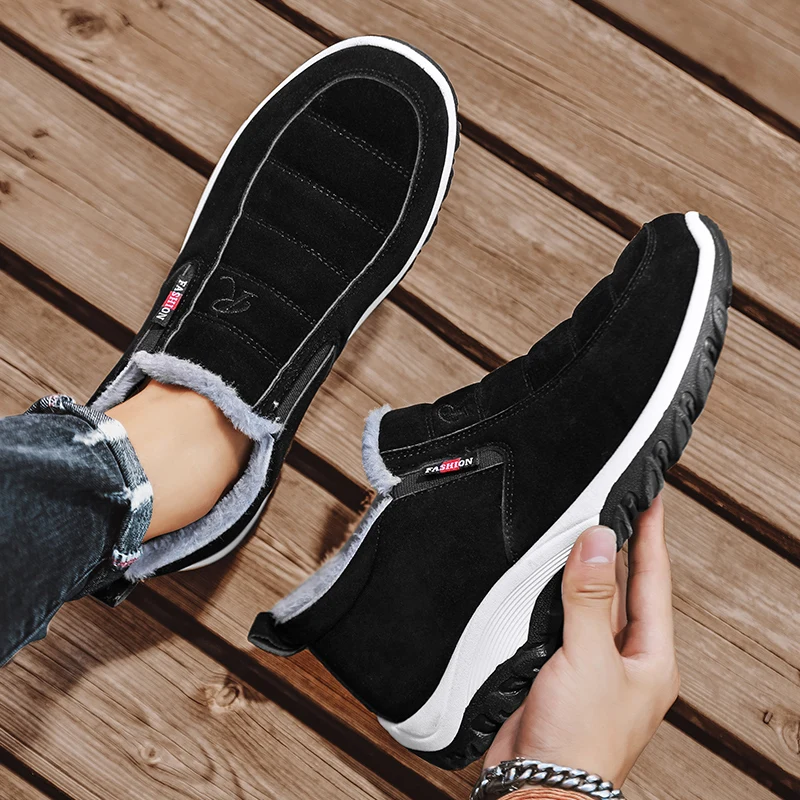Mens Boots Ankle Men's Winter Boot Outdoor Casual Shoes New Young Fashion Plus Cotton Warm Plush Snow Non-slip Male Footwear