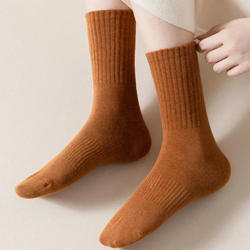 

Daily Stripe Female Color Cotton Winter Breathable Antibacterial Women's Autumn Socks Knitted High Quality Solid Warm Suit