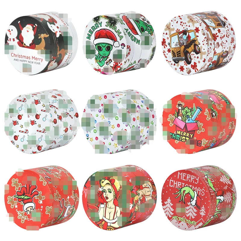 

1PC 50MM 4-Layers Crusher with Christmas Pattern Storage Jar Tobacco Herbal Smoking Grinder Free Shipping