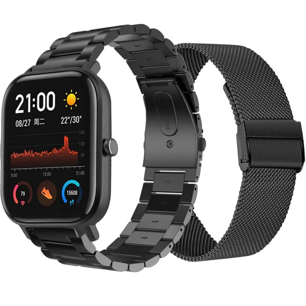 

Stainless Strap For Xiaomi Huami Amazfit GTS Metal Watchband For Huawei Watch GT2 Pro/Amazfit GTR 42mm/Bip Lite/GTS 2/mini Strap