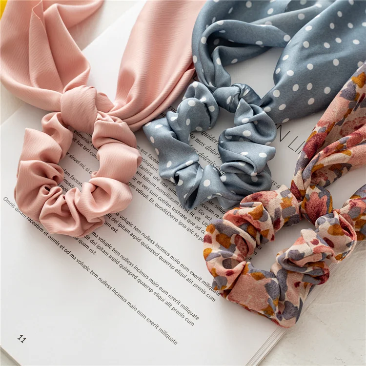 hair clips for long hair Fashion Leopard Print Bow Satin Long Ribbon Ponytail Scarf Hair Tie Scrunchies Women Girls Elastic Hair Bands Hair Accessories hair ties for women