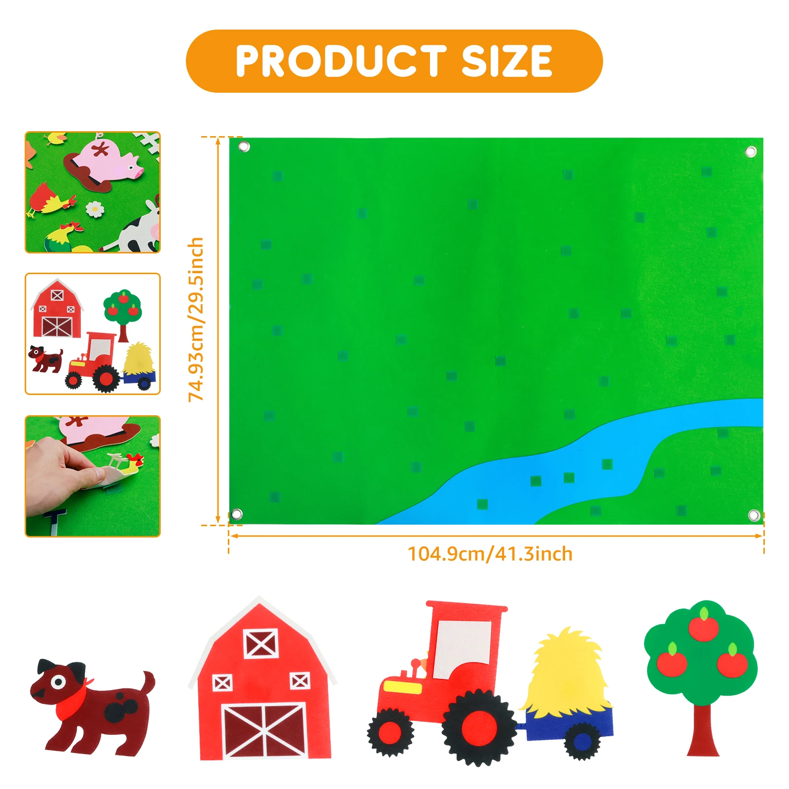 41.3inch Children's Teaching Felt Board Interactive Animals Felt-Board Story Set Early Learning Interactive Play Set For Toddler
