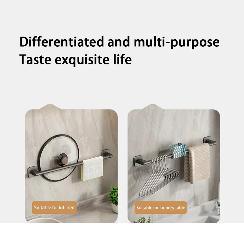 Description Picture 6 of item30/40/50cm Bathroom Towel Holder Without Drilling Bathroom Corner Shelf Towel Bar Self-Adhesive Bathroom Storage Rack Towel Rail