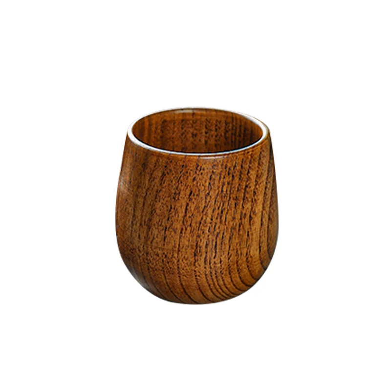 Japanese Style Wooden Teacups Solid Wood To-go Cups Handmade Wooden Water Cups Big Belly Wine Glass