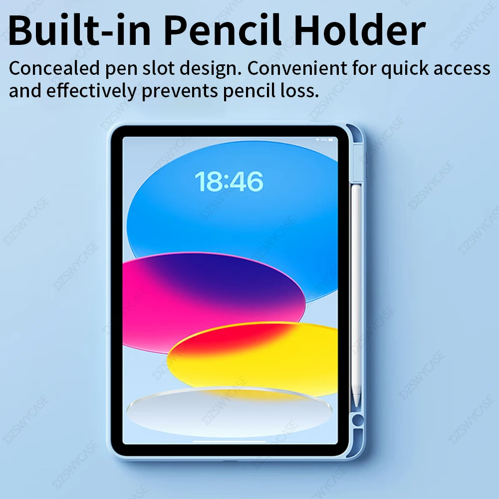 Acrylic 360 Rotating iPad Case with Pencil Holder - Clear Tablet Cover