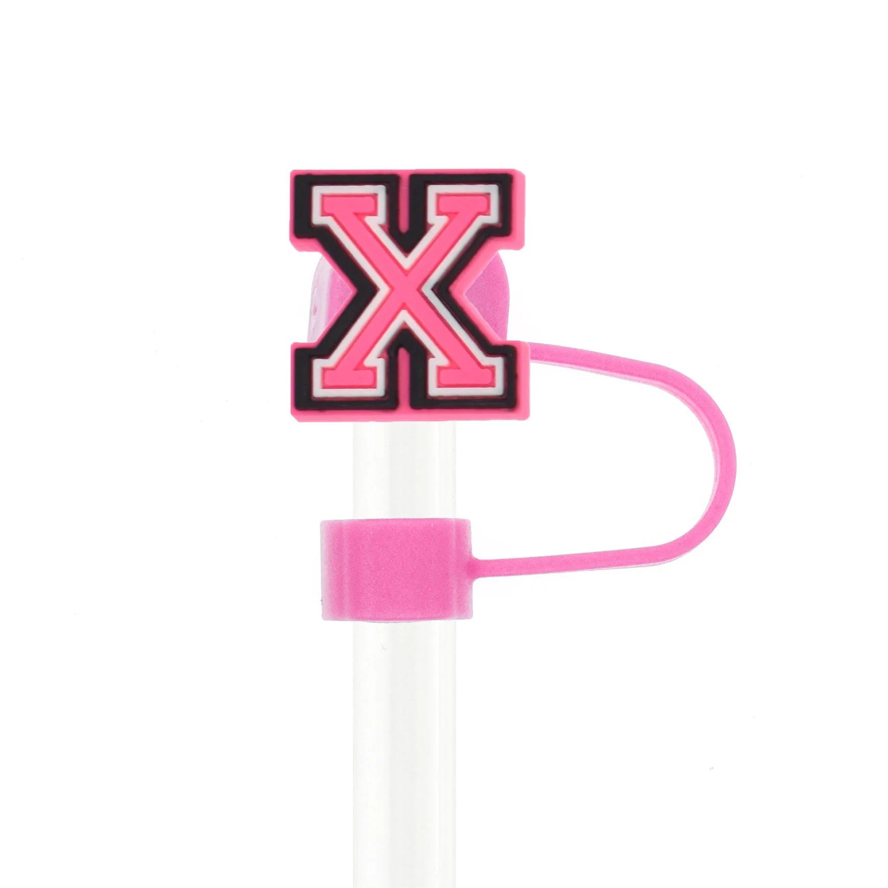 Pink Reusable Straw Cover Cap Set - Splash-Proof Drink Accessory with Charms