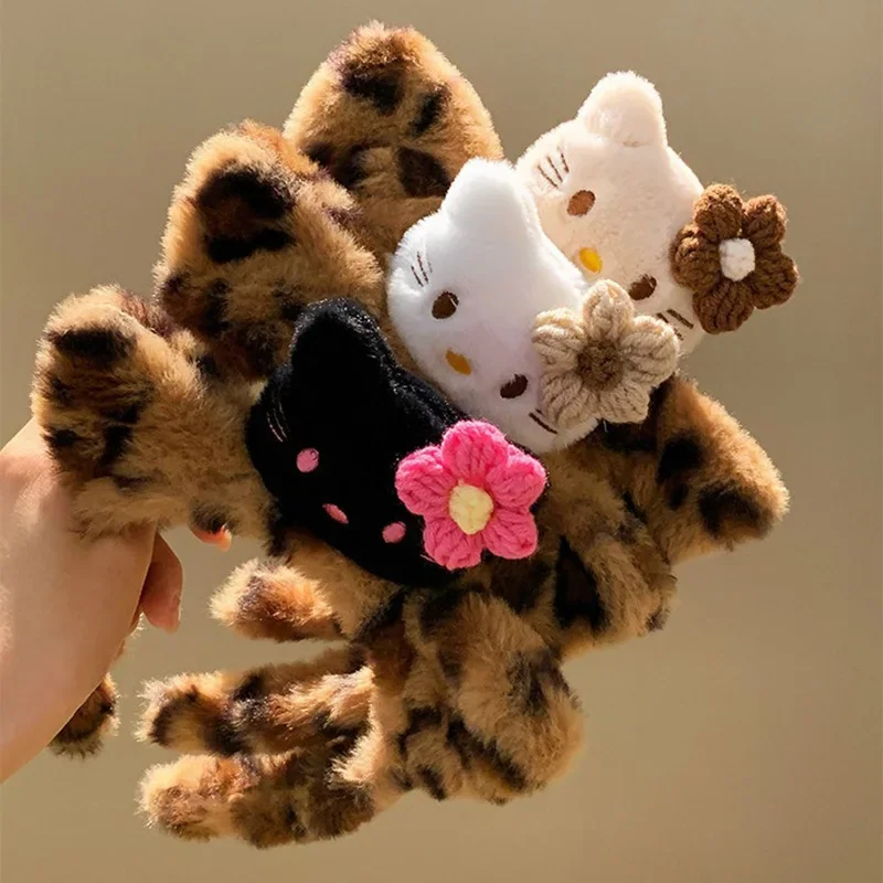 waenhasd 1 juego de diadema con estampado de leopardo, diadema de orejas de guepardo, diadema de leopardo y cola de Halloween, disfraz de cosplay de animales para regalo de fiesta, niño