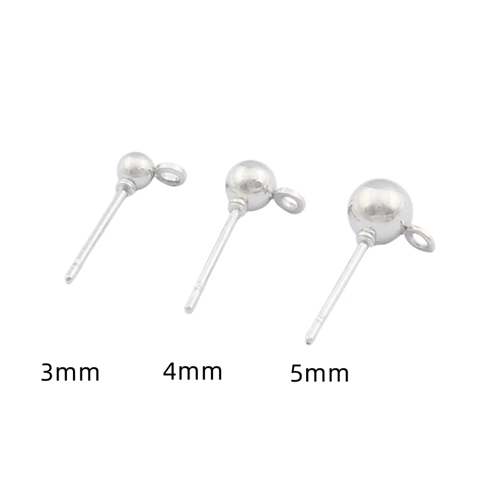 50Pcs 3/4/5mm Gold Silber Ohrring Pin mit Loch Ball Ohr Haken Mit Sling Nadel für DIY Schmuck Machen Erkenntnisse Zubehör – Detail 1