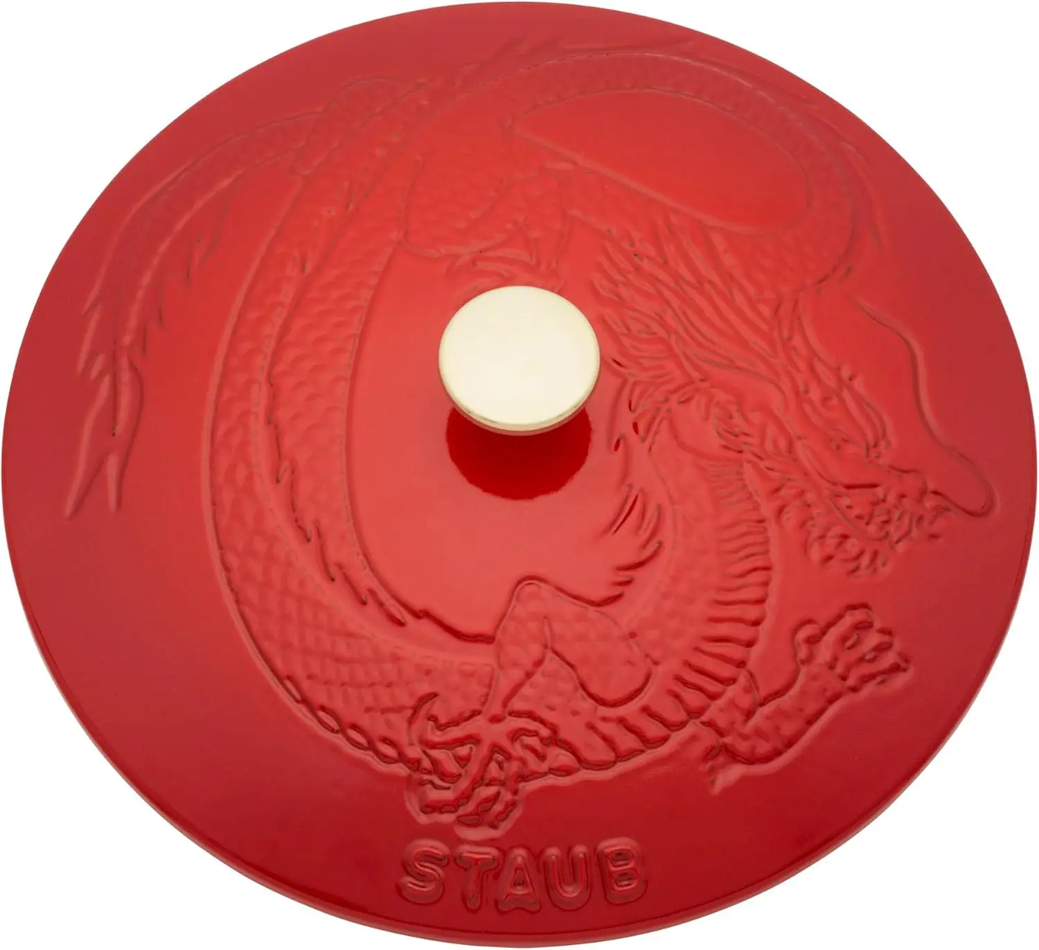 Specialty Shaped Dutch Cast Iron 3.75-qt Essential French Oven Dragon Lid-Cherry 4