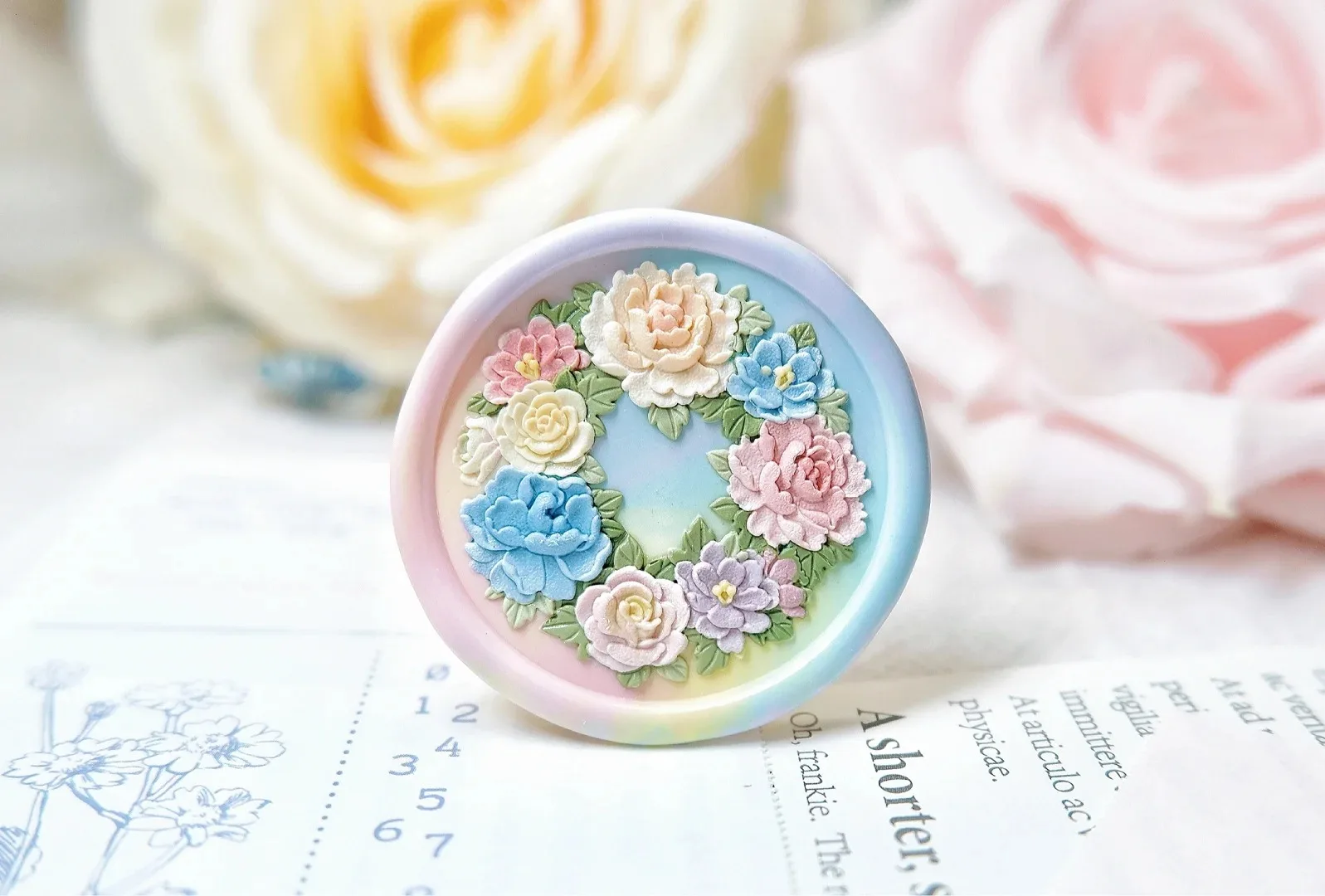 Bouquet series lacquer seal rose birchapple flower seal head multi-layer fine carved tulip relief cute DIY copperhead stamp toy