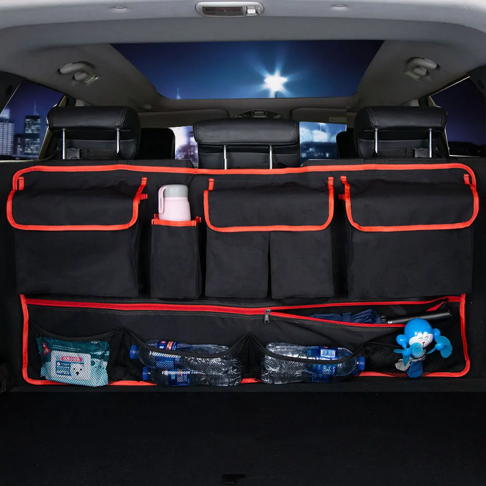 

9-Pocket Car Trunk Organizer Hanging Back Seat Storage Bag with Waterproof Oxford Cloth Large Capacity Universal Storage Pocket