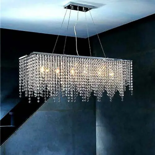 

Modern K9 Crystal Rectangular Raindrop Chandelier Light Ceiling Light Pendant Lamp With Adjustable Wire For Exhibition Room Home