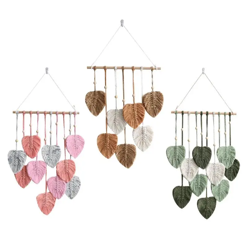 

Leaves Tassels Woven Cotton Ornaments Modern Colorful Wall Hanging Craft Decoration For Home Living Room Nursery Decors