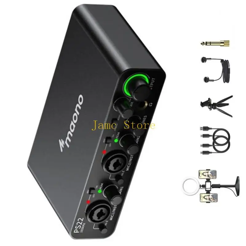 LX0B 플러그 앤 플레이 24비트/192kHz USB 사운드 카드 조정 가능한 볼륨 이득 및 사운드용 헤드폰 모니터링
