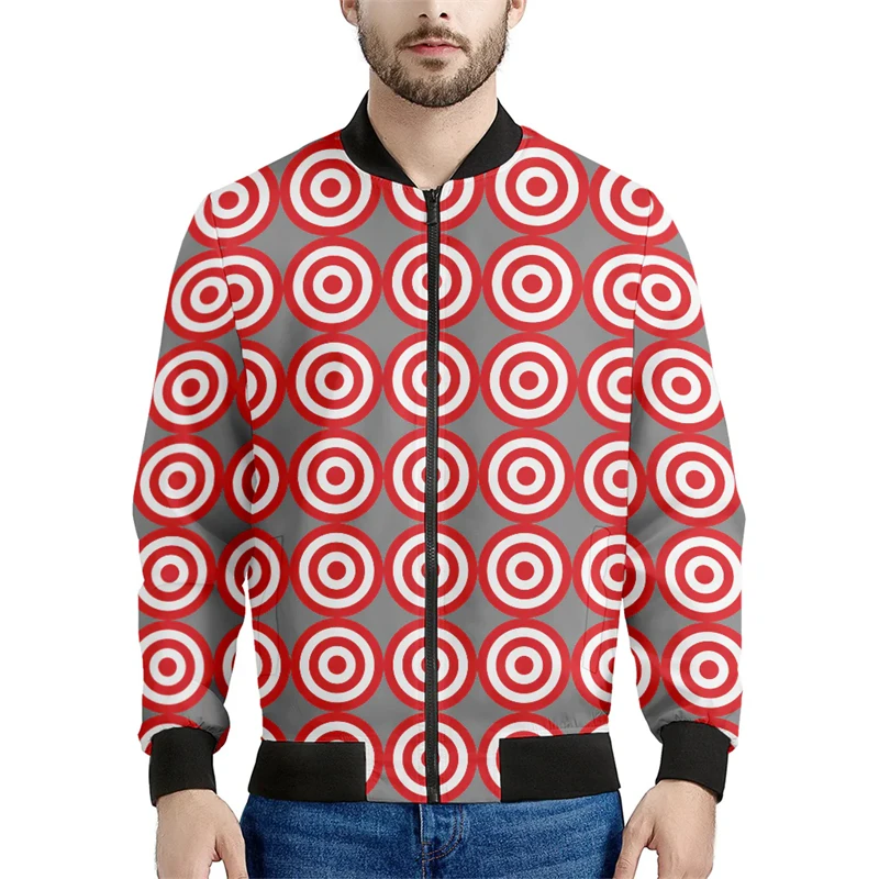 thumbnail image 1 of Chaqueta con estampado 3D de Bullseye Target para hombre, chaqueta bomber informal de manga larga a la moda para primavera y otoño, tops holgados de tendencia, 1 of 5