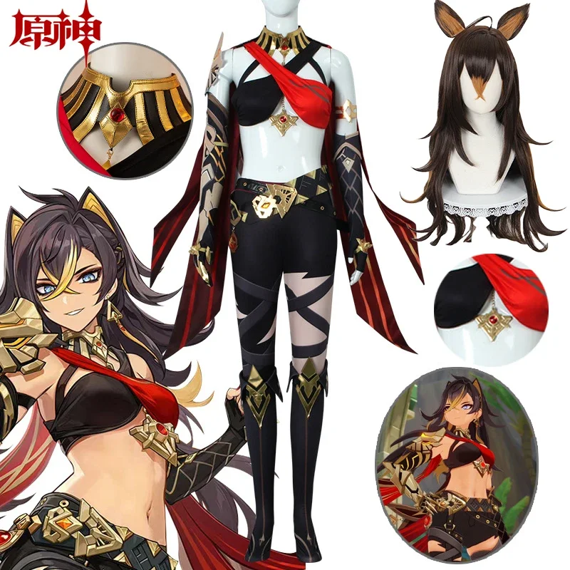 

Dehya Genshin Cosplay Game Genshin Impact Dehya Cosplay Costume Wig Pants Glove Jewelry Full Sets Halloween Costumes for Women