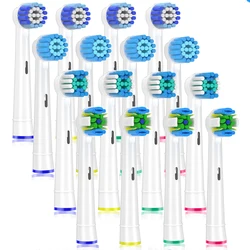 Premium Replacement Toothbrush Heads, 16 - Pack - Sensitive, Precision, Floss, and Cross Varieties (16pcs White)