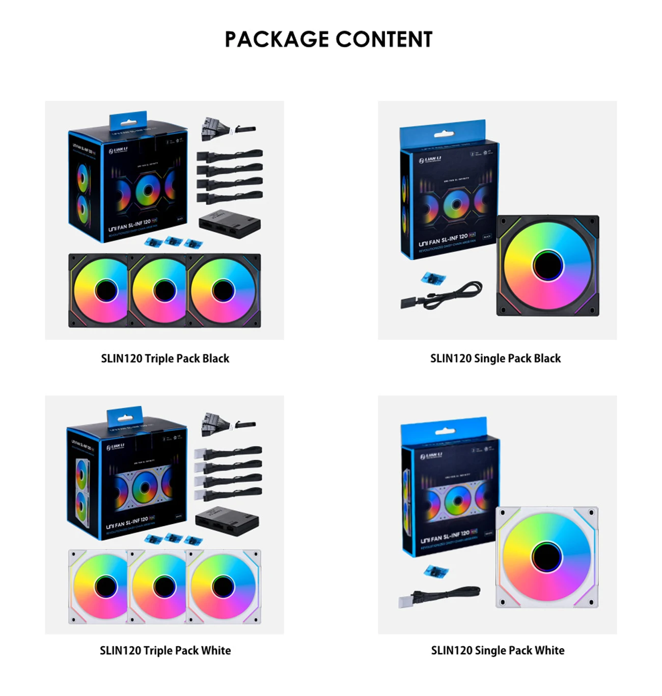 Lian li Uni sl Infinito 120 Fan Espelho Daisy Cadeia Argb 40 Leds L-connect 3.0 System Preto e Branco Cor Uf-slin120 - Imagem 2