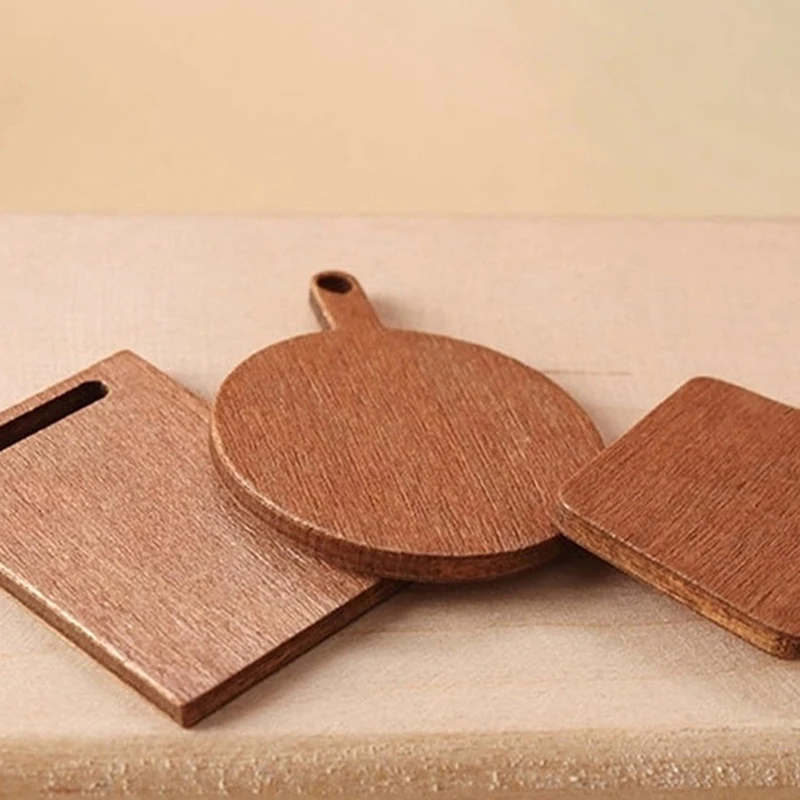 5Pcs 1:12 Dollhouse Miniature Chopping Board Cutting Board Model Kitchen Furniture Accessories For Doll House Decor Kids Toys 3