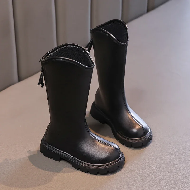 Girls Leather High Boots Winter Fashion Shoes