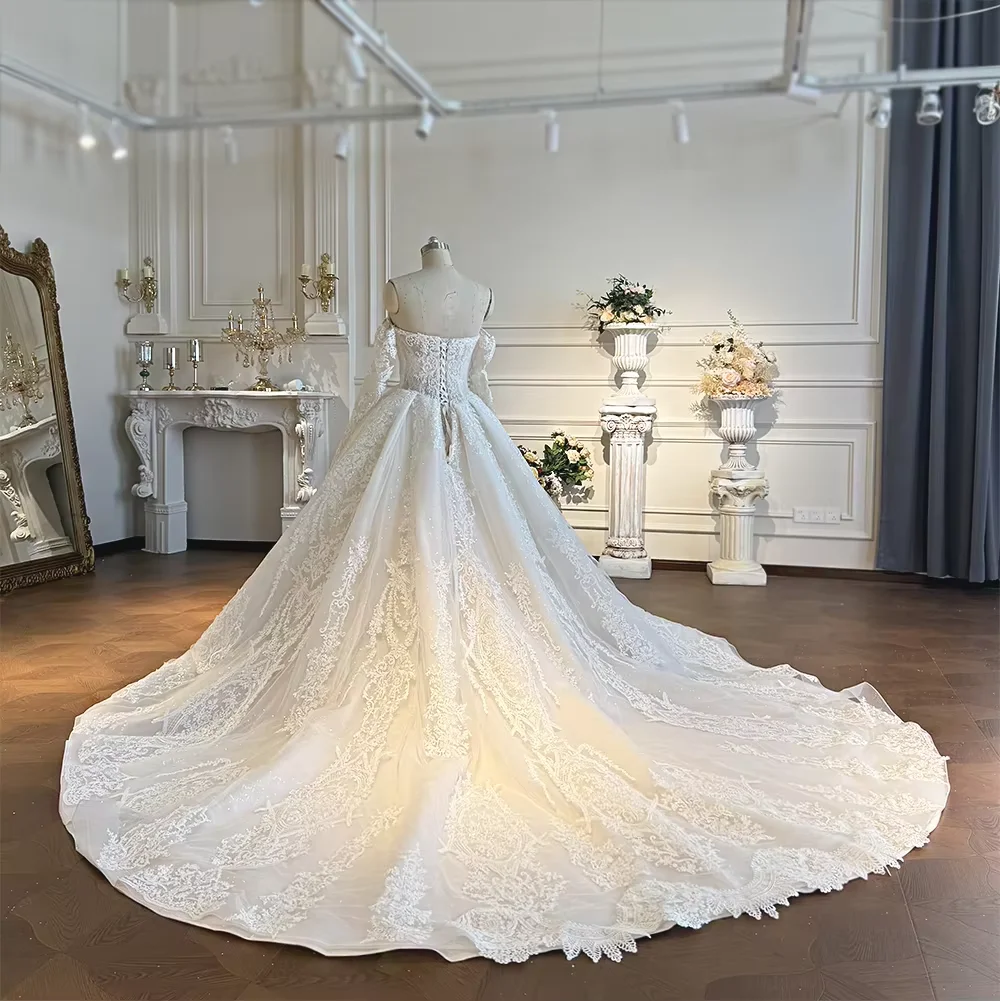 Customized Strapless Eelegant Lace Wedding Dresses With Detachable Sleeves amanda novias oficial