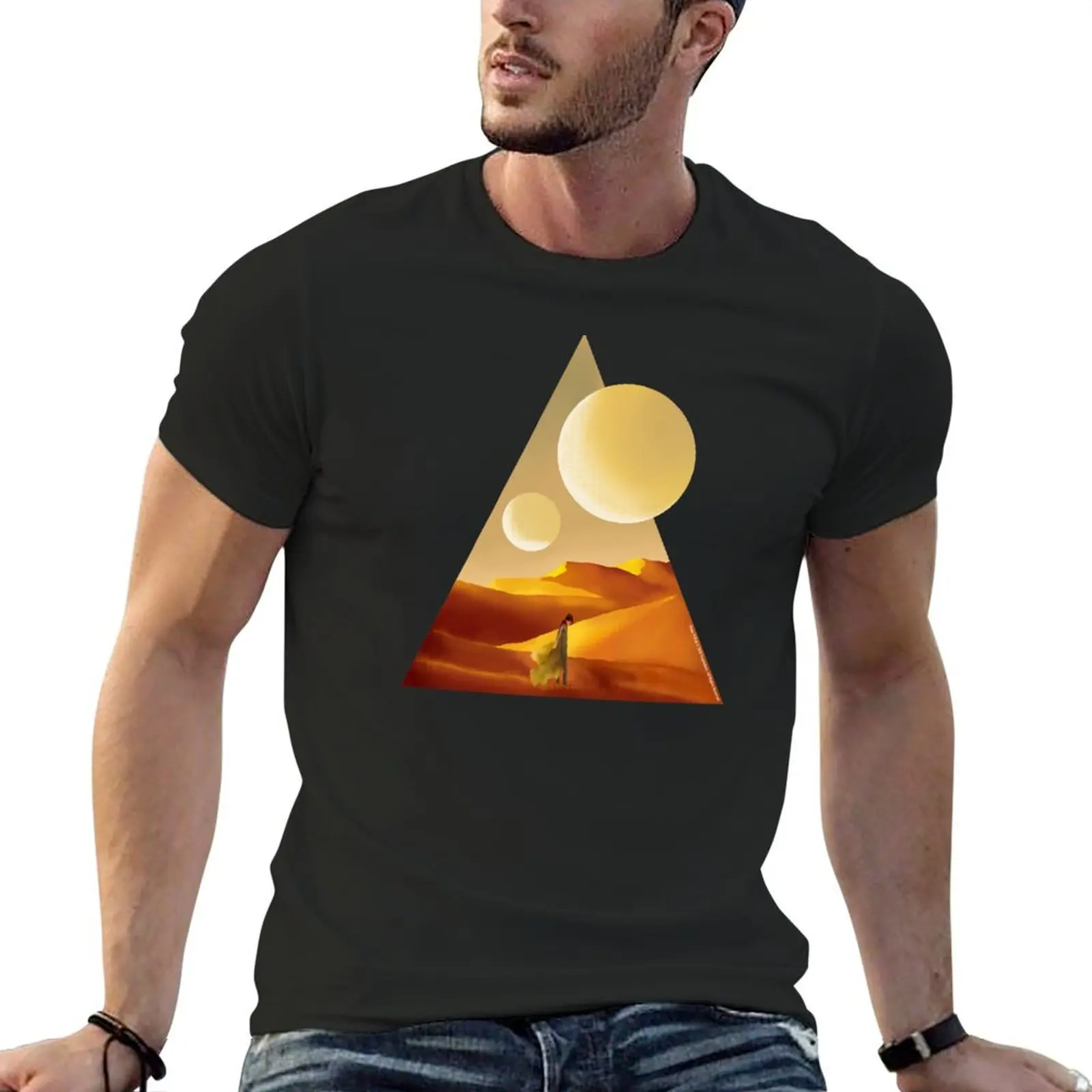 

Dune with sandy landscape and moons T-Shirt graphic tee shirt customizeds mens graphic t-shirts