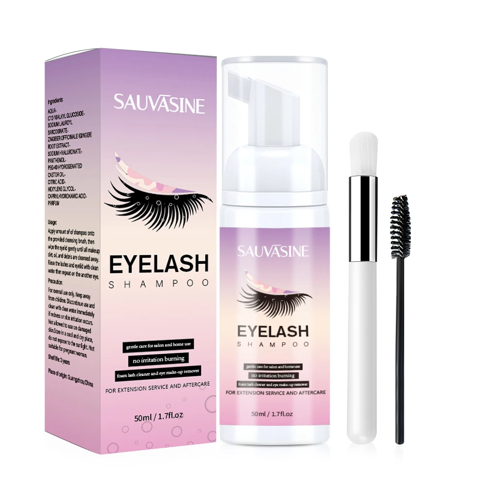 Description Picture 3 of item50ML Eyelash Extension Cleanser Shampoo Kit Mousse Fast Makeup Glue Removal Foam Set For Women Deeply Cleaning With Brush