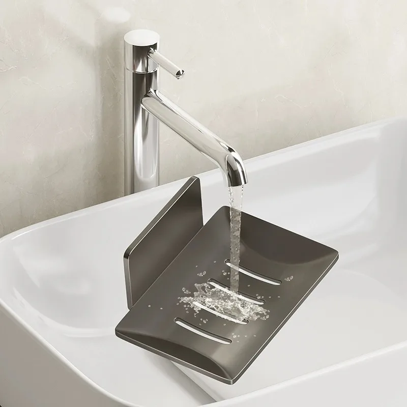 Soap Holder Bathroom Aluminum Alloy Wall Mounted Sponge Holder Organizer Accessories Kitchen