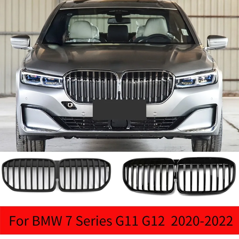 

For BMW 7 Series G11 G12 730i 740i 750i 740e 730d 2020-2022 Glossy Black Car Front Bumper Kidney Grille Hood Racing Grills