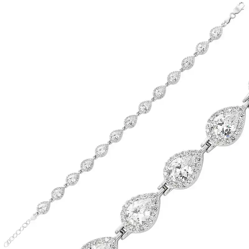 

Tevuli 925 Sterling Silver White Cubic Zirconia Water Ways Women 'S Bracelet