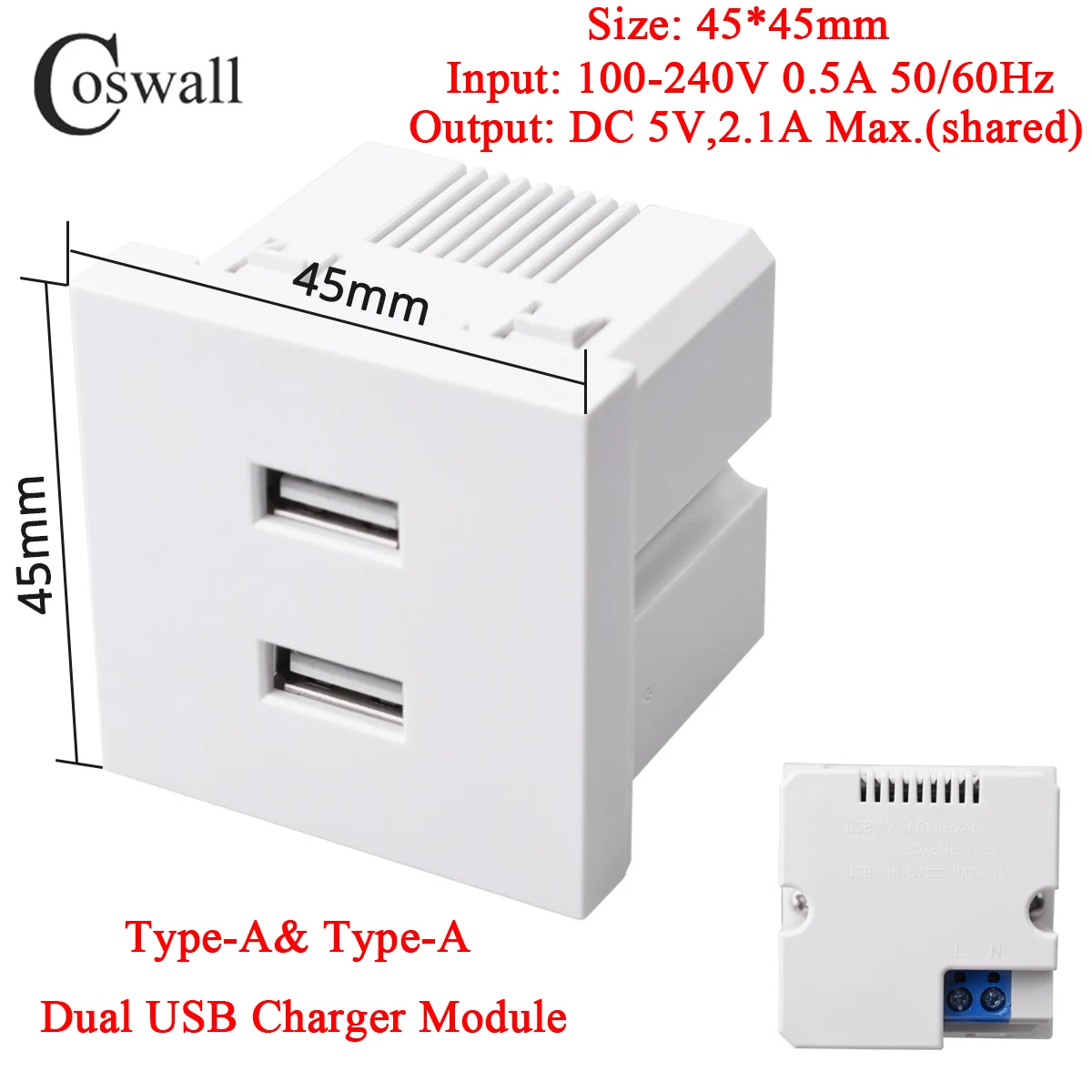 Coswall Dual USB Wall Charger with 20W Fast Charging Capability