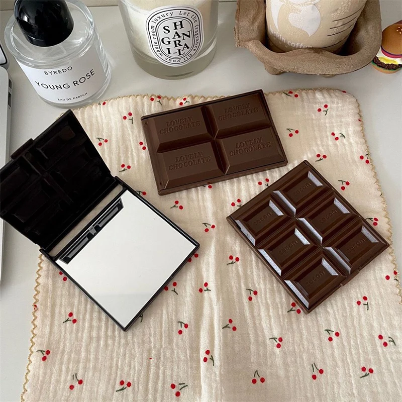 Miroir de maquillage Portable créatif en forme de chocolat artificiel, petit miroir de vanité pour filles, miroir de beauté essentiel - AliExpress