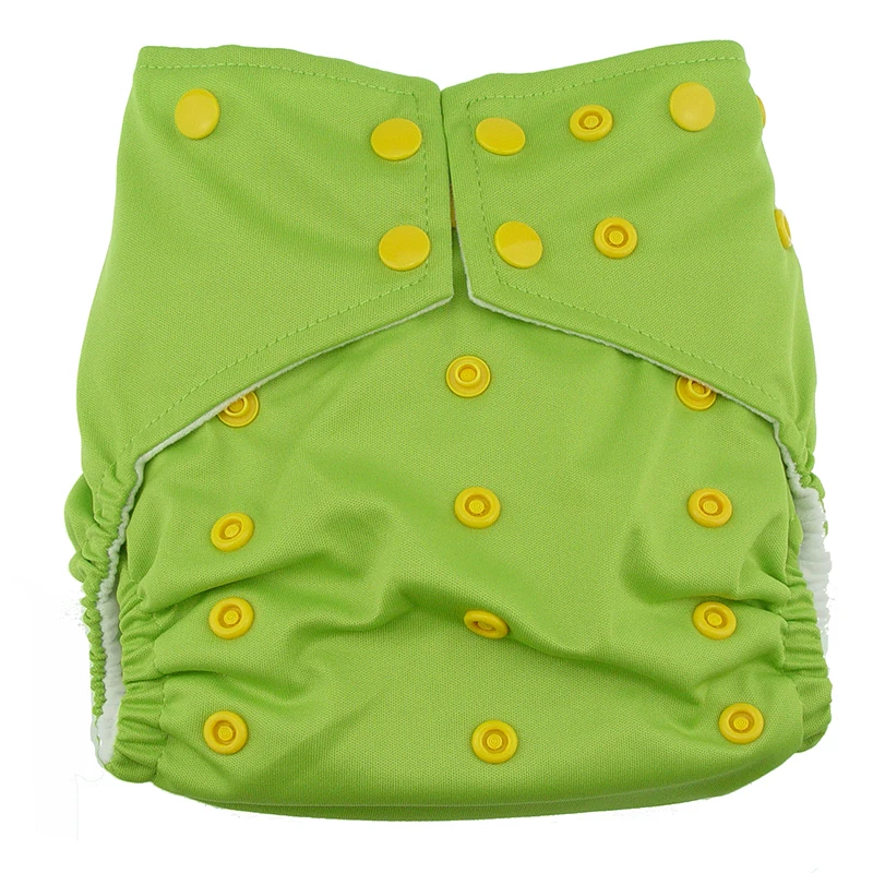 One Set Baby Cloth Diapers Breathable AI2 Diaper Nappy Cover Reusable Soft Minky Solid Color Snaps with 2pcs Inserts 2