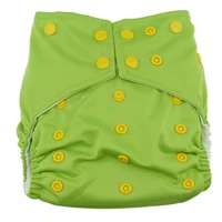One Set Baby Cloth Diapers Breathable AI2 Diaper Nappy Cover Reusable Soft Minky Solid Color Snaps with 2pcs Inserts 2