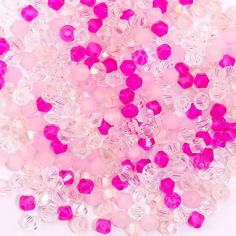 100Pcs 4MM Faceted Crystal Glass Bicone Beads for Jewelry Making and DIY Crafts