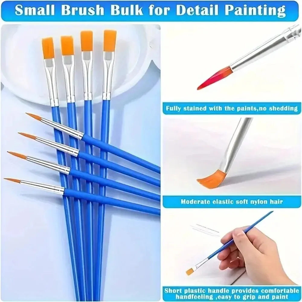 Paint Brushes 30pcs Small Fine Nylon Hair Detail Flat For Drawing Watercolor Brushes For Student Art Stationery