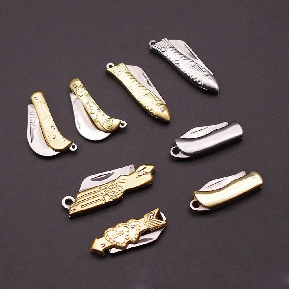 Folding Knife Keychain Multifunctional Stainless Steel Paring Knife Portable Express Unboxing Self Defense Tool Skin-Peeler
