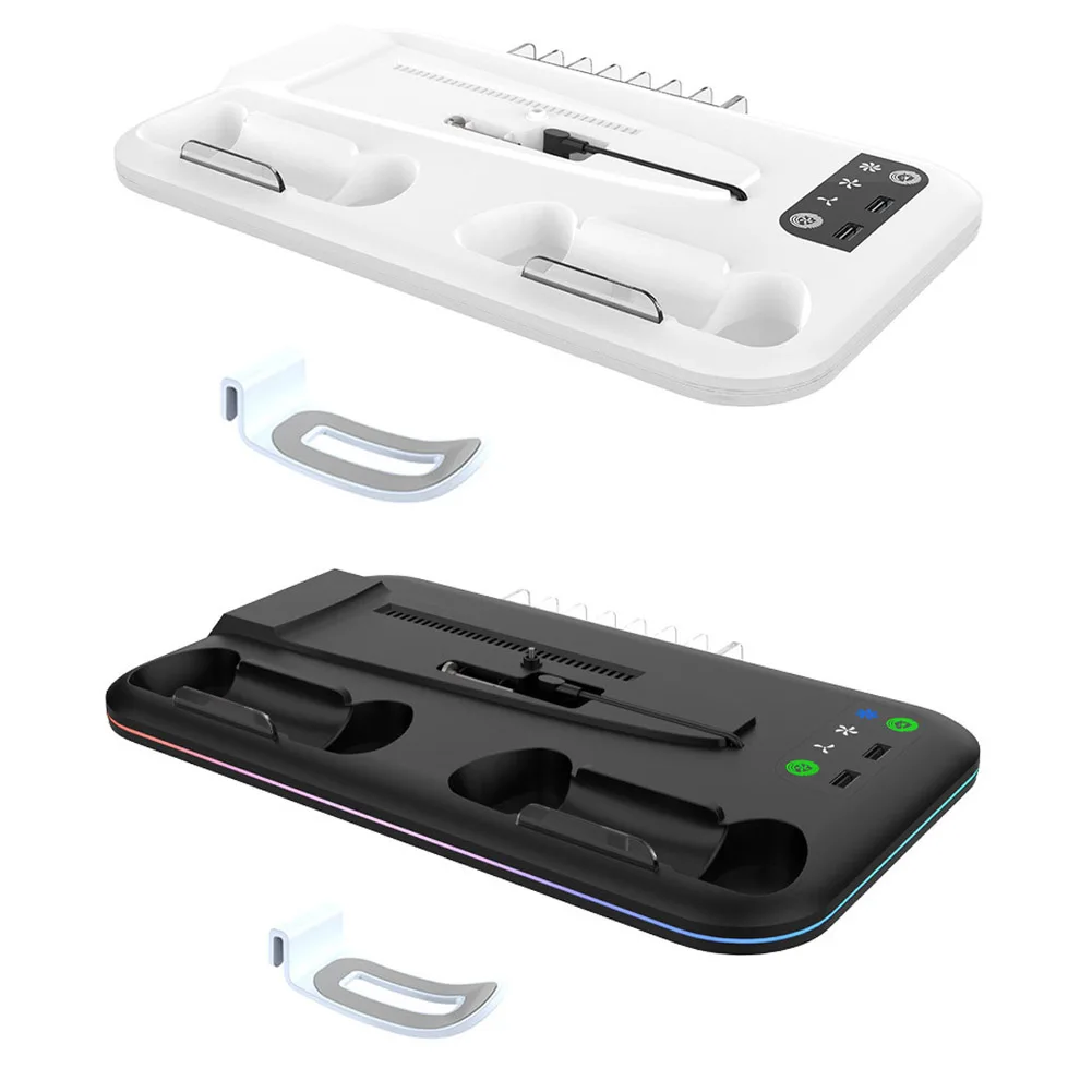 For PS5 Slim Console Cooling Stand Controller Charging Stand W/ RGB Lights Cooler Fan for Playstation 5 SlimDisc&Digital Edition