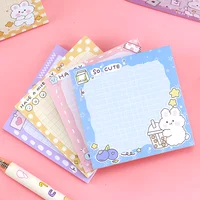 Self-adhesive Cute Kawaii Girl Bunny Grid Sticky Notes Plaid Memo Pad Post Notepad Stationery Index Tab Check List To Do Planner 1